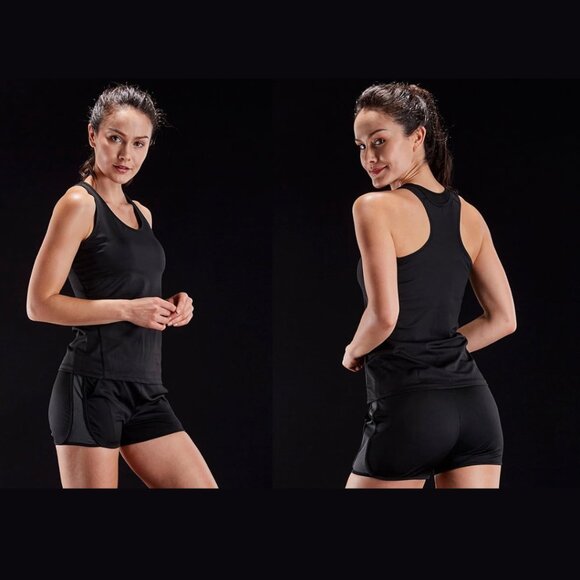 Plain black racerback style workout tops x3 - Size M - Picture 2 of 12